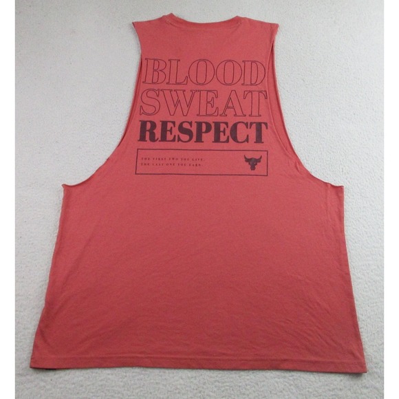 Under Armour Project Rock Tank Mens XL Red Blood Sweat Respect Gym Bodybuilding - Picture 1 of 8
